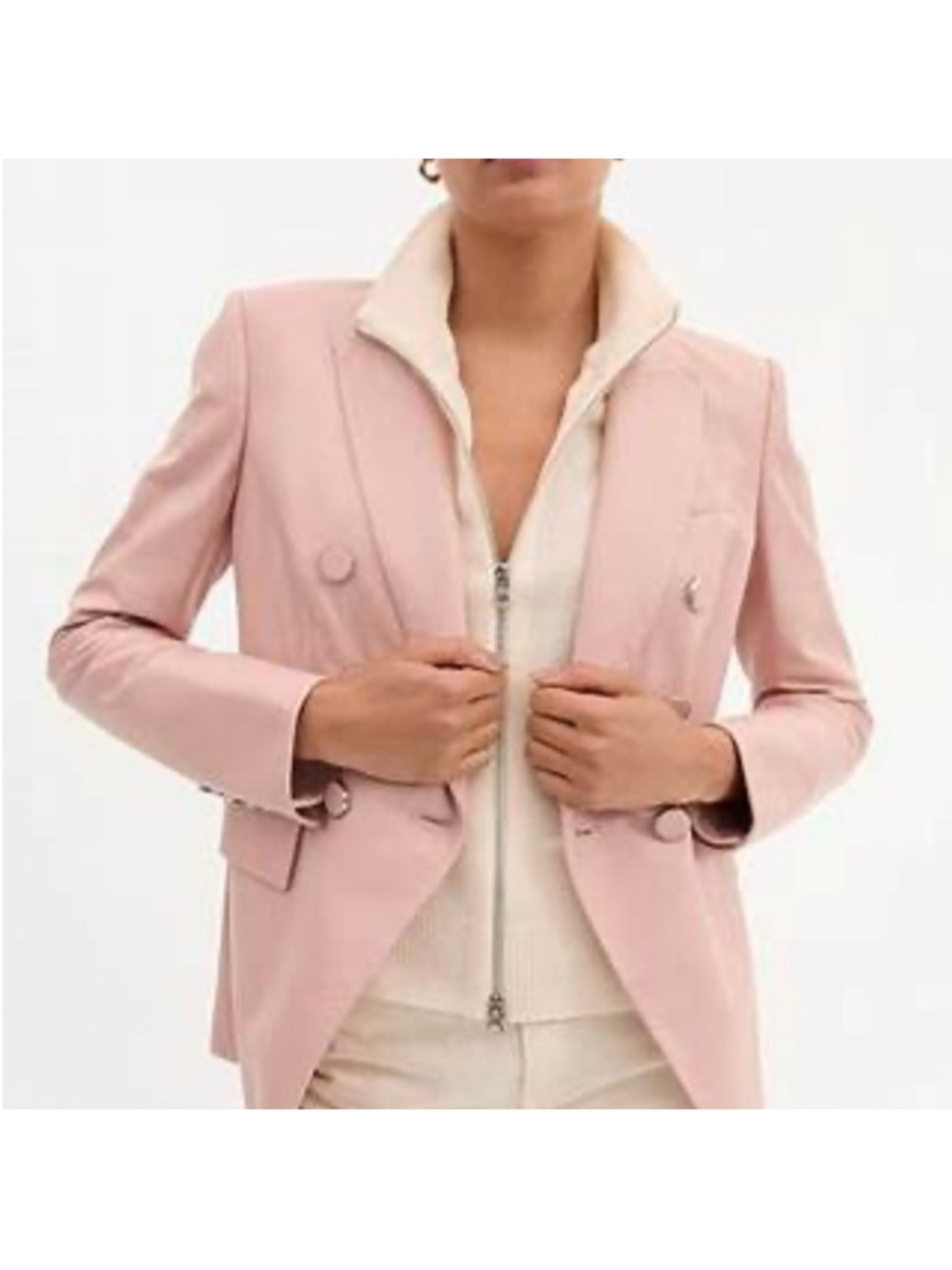 Veronica Beard lamb leather pale pink Blazer